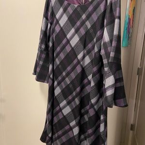 Plaid Purple and Black Women's Dress